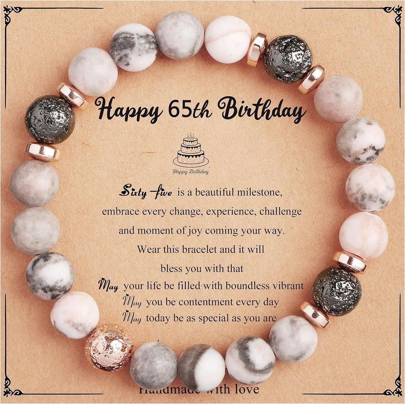 Yiyang 13th 16th 18th 21st 25th 30th 35th 40th 45th 50th 60th 65th 70th 75th 80th Birthday Gifts for Women, Natural Stone Bracelet Birthday Gifts for Women Mom Daughter Grandma Sister Coworker - Image 1